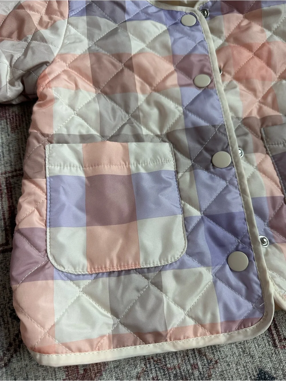 H&M 12M Girls Quilted Plaid Lightweight Button Up Jacket